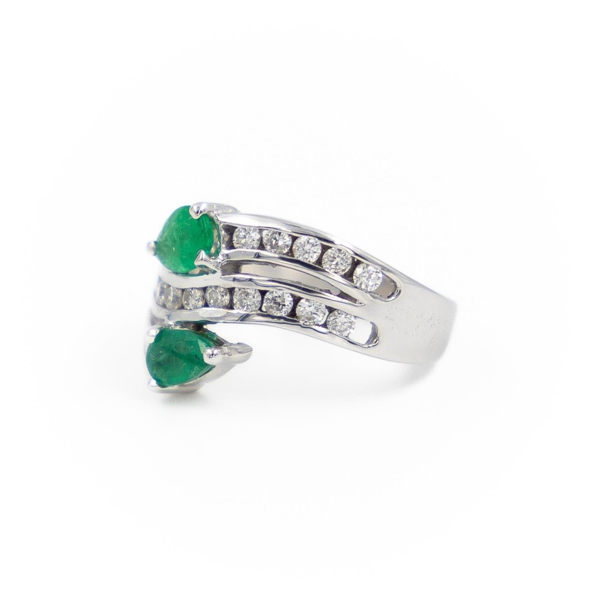 Bague Toi & Moi Or blanc Emeraude - Castafiore