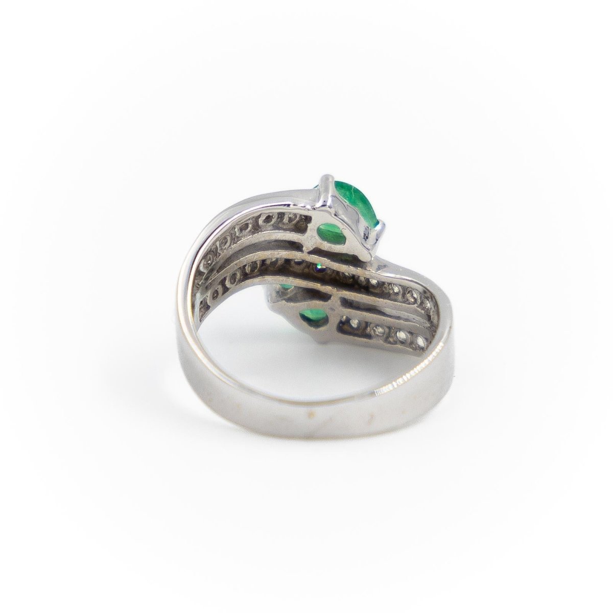 Bague Toi & Moi Or blanc Emeraude - Castafiore