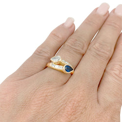 Bague "Toi & Moi" vintage, saphir et diamants - Castafiore