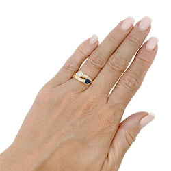 Bague "Toi & Moi" vintage, saphir et diamants - Castafiore