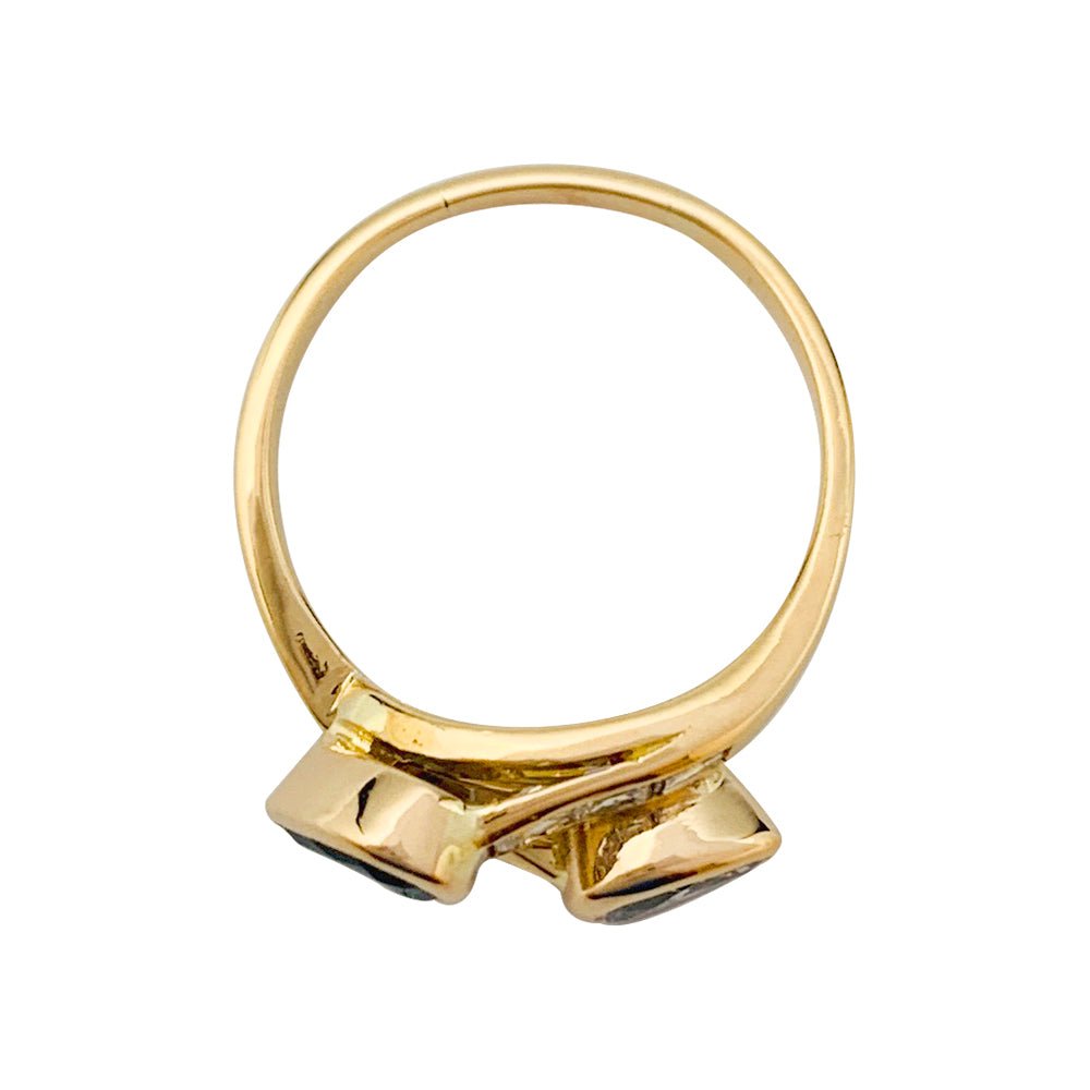 Bague "Toi & Moi" vintage, saphir et diamants - Castafiore