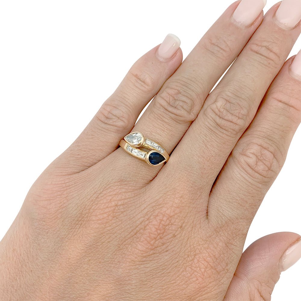 Bague "Toi & Moi" vintage, saphir et diamants - Castafiore
