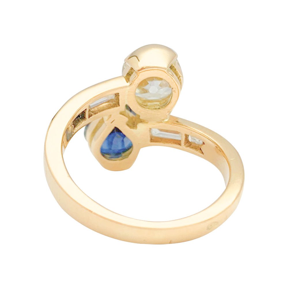 Bague "Toi & Moi" vintage, saphir et diamants - Castafiore