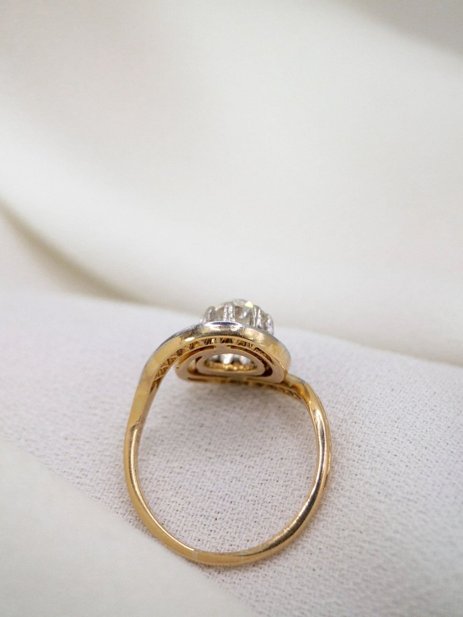 Bague tourbillon en or et diamant Old European Cut 0,9ct - Castafiore