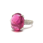 Bague tourmaline cabochon diamants or blanc 18 carats - Castafiore