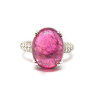 Bague tourmaline cabochon diamants or blanc 18 carats - Castafiore