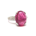 Bague tourmaline cabochon diamants or blanc 18 carats - Castafiore