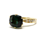 Bague tourmaline verte diamants or jaune 18 carats - Castafiore