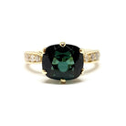 Bague tourmaline verte diamants or jaune 18 carats - Castafiore