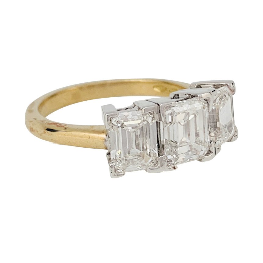 Bague trilogie diamants, or et platine - Castafiore