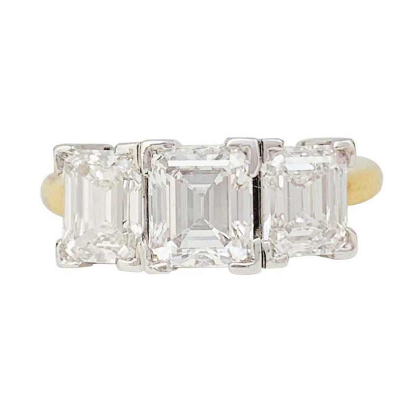 Bague trilogie diamants, or et platine - Castafiore