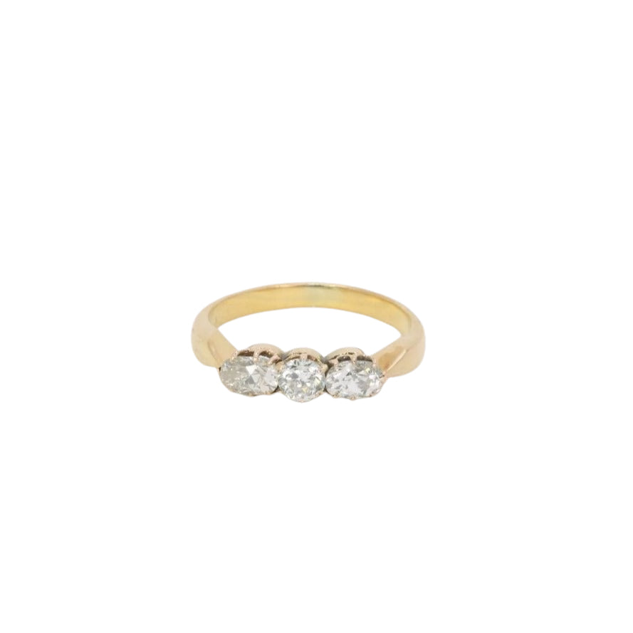 Bague trilogie en or et diamants taille ancienne 0.95ct - Castafiore