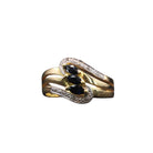 Bague Trilogie saphirs et diamants sertis sur or jaune - Castafiore