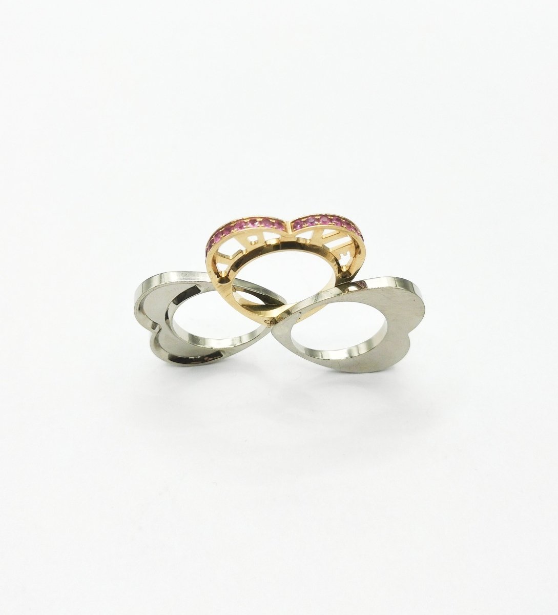Bague triple cœur en ors de couleurs - Castafiore