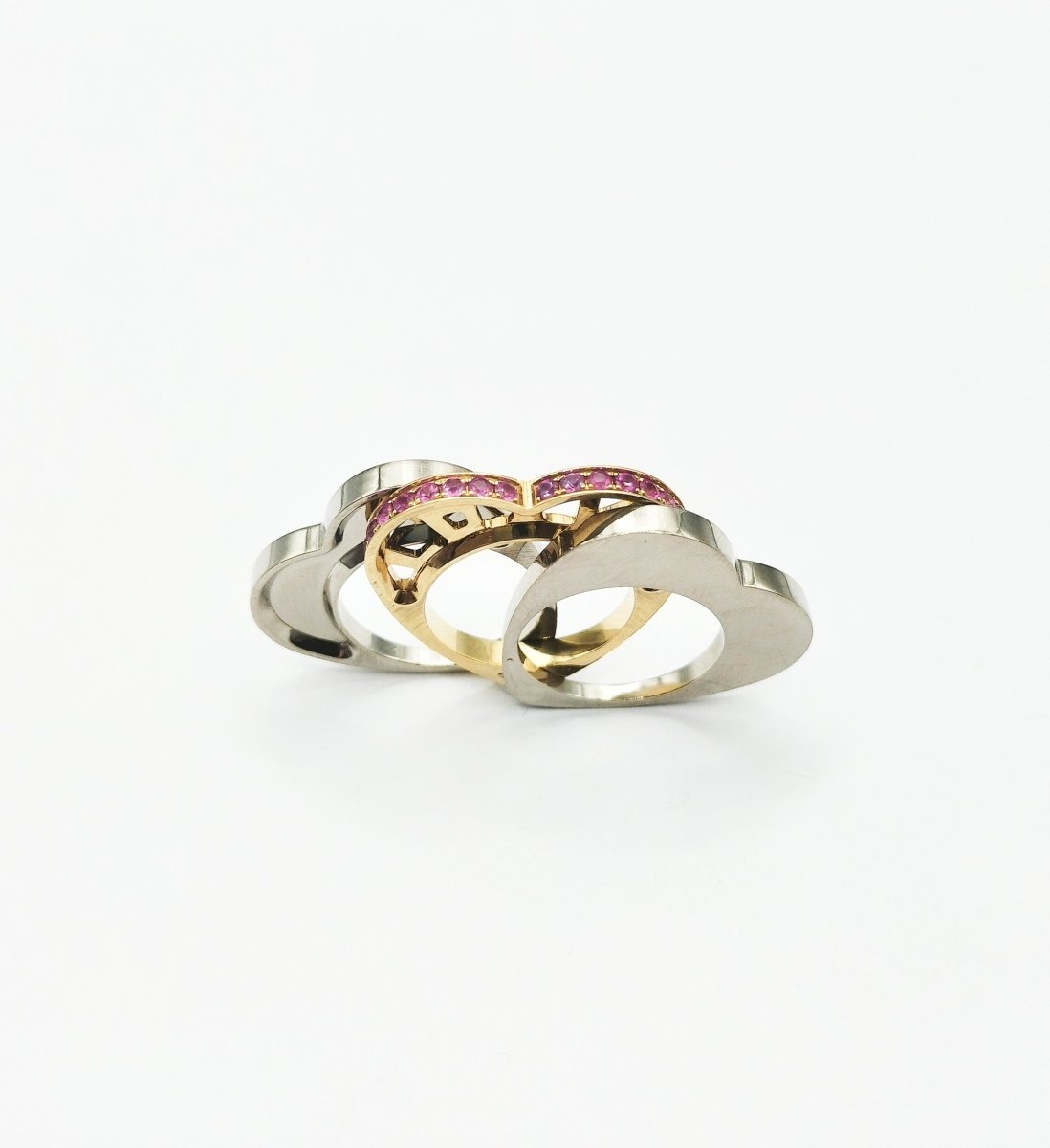 Bague triple cœur en ors de couleurs - Castafiore