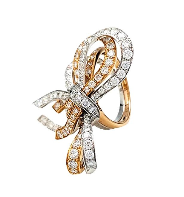 Bague VAN CLEEF & ARPELS, "Double Noeud", or blanc, or rose, diamants - Castafiore