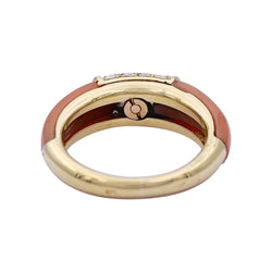 Bague Van Cleef & Arpels "Philippine" en or jaune, corail rose et diamants. - Castafiore