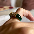 Bague VAN CLEEF & ARPELS "Philippine" en or jaune et chrysoprase et diamants - Castafiore