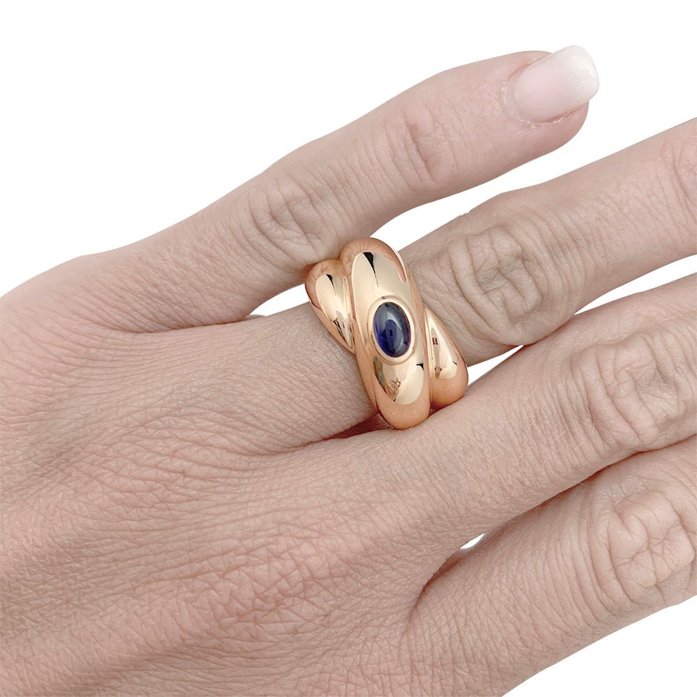 Bague vintage CARTIER, "Colisée", or jaune, saphir - Castafiore
