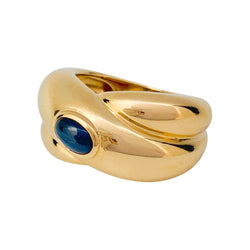 Bague vintage CARTIER, "Colisée", or jaune, saphir - Castafiore