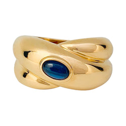 Bague vintage CARTIER, "Colisée", or jaune, saphir - Castafiore