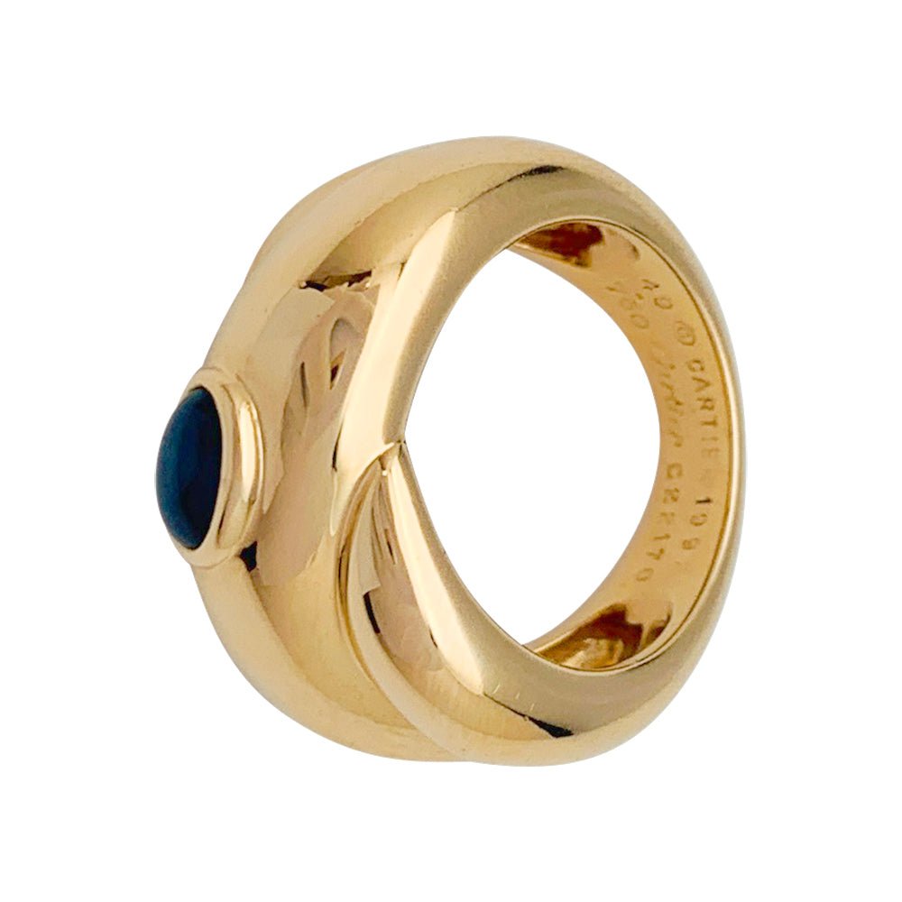 Bague vintage CARTIER, "Colisée", or jaune, saphir - Castafiore