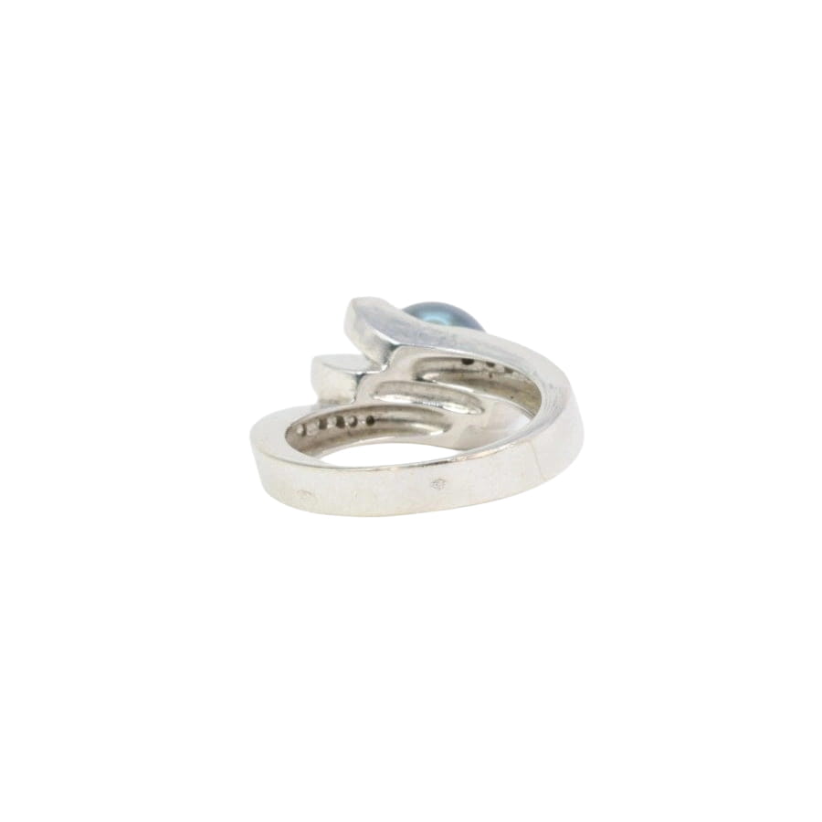 Bague vintage en or blanc, diamants et perle de Tahiti - Castafiore