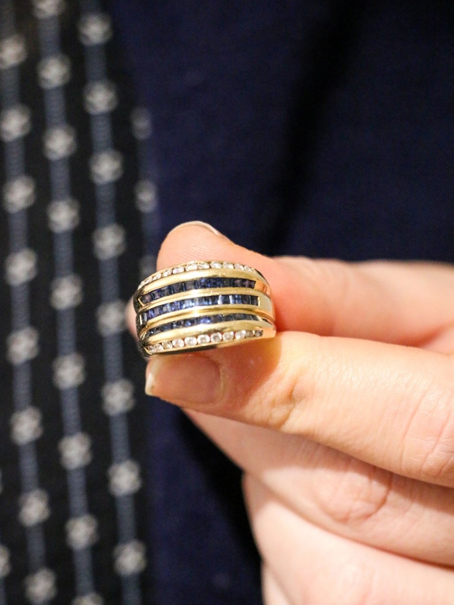 Bague vintage en or, saphirs et diamants - Castafiore
