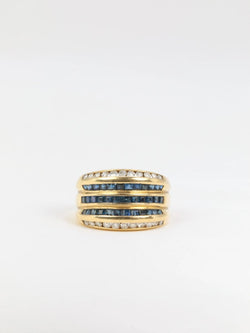 Bague vintage en or, saphirs et diamants - Castafiore