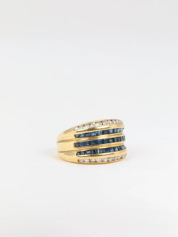 Bague vintage en or, saphirs et diamants - Castafiore
