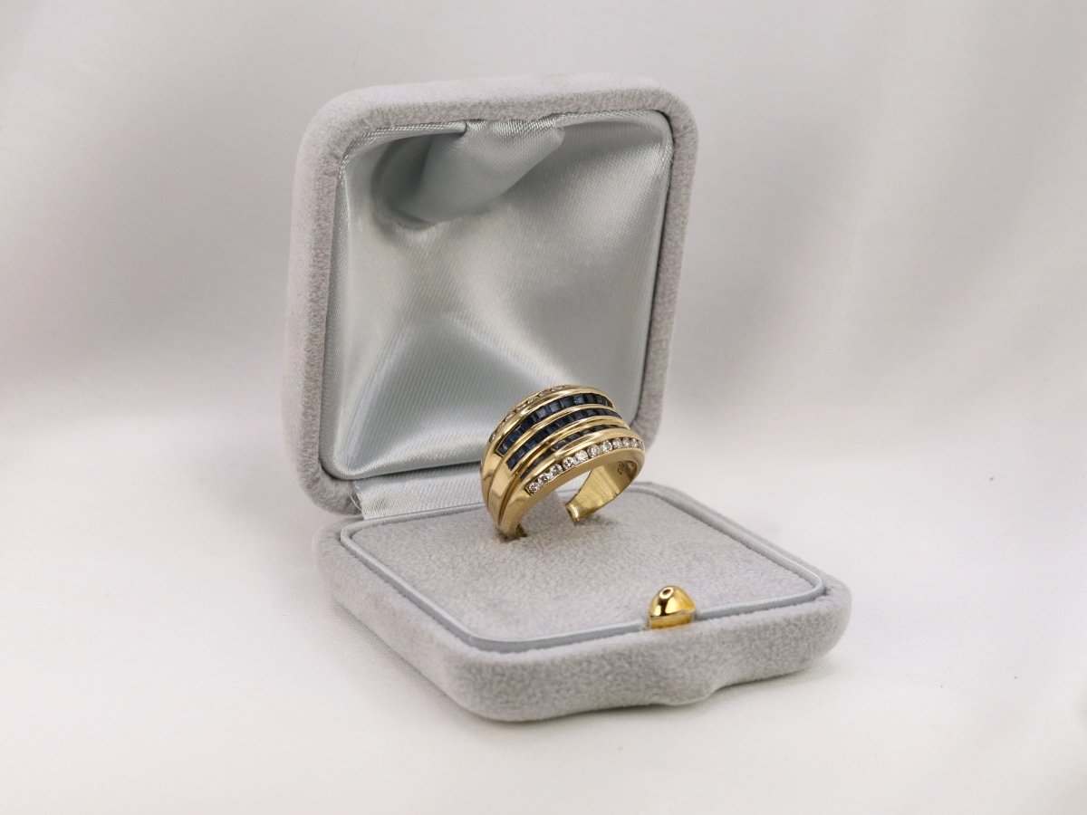 Bague vintage en or, saphirs et diamants - Castafiore