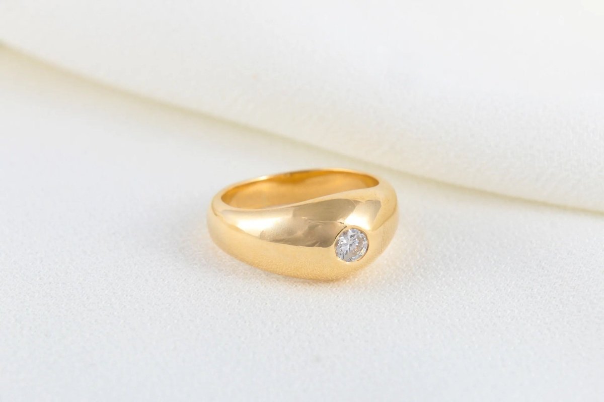 Bague Vintage Jonc Anglais en Or et Diamant - Castafiore