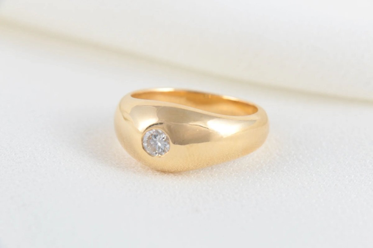 Bague Vintage Jonc Anglais en Or et Diamant - Castafiore