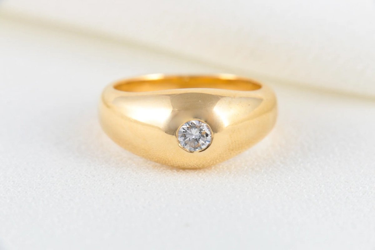 Bague Vintage Jonc Anglais en Or et Diamant - Castafiore