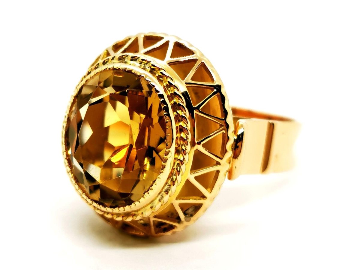 Bague Vintage Or jaune Citrine - Castafiore