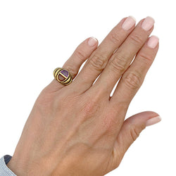 Bague vintage or jaune, citrine, améthyste - Castafiore