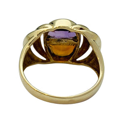 Bague vintage or jaune, citrine, améthyste - Castafiore