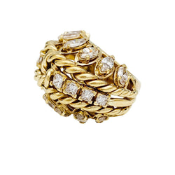 Bague vintage or jaune, diamants - Castafiore