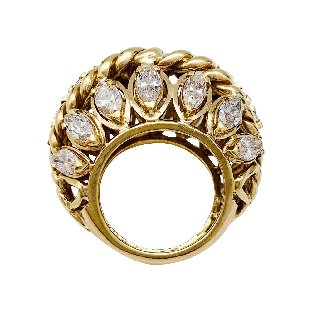 Bague vintage or jaune, diamants - Castafiore