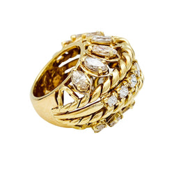 Bague vintage or jaune, diamants - Castafiore