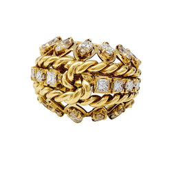 Bague vintage or jaune, diamants - Castafiore