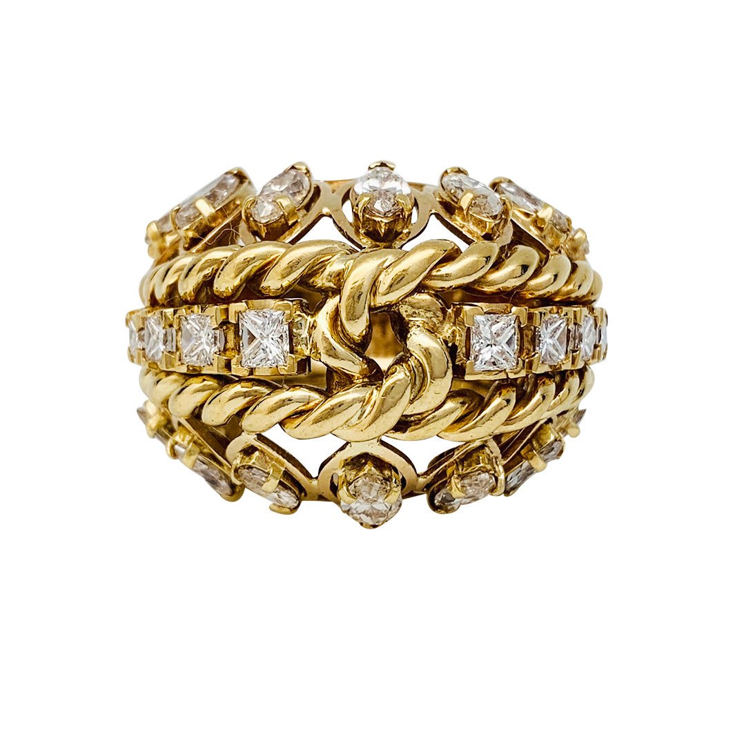 Bague vintage or jaune, diamants - Castafiore