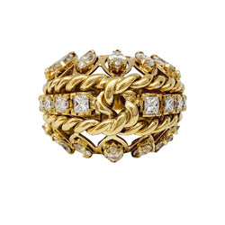 Bague vintage or jaune, diamants - Castafiore