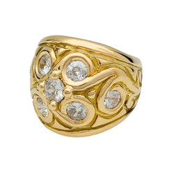 Bague vintage or jaune et diamants - Castafiore