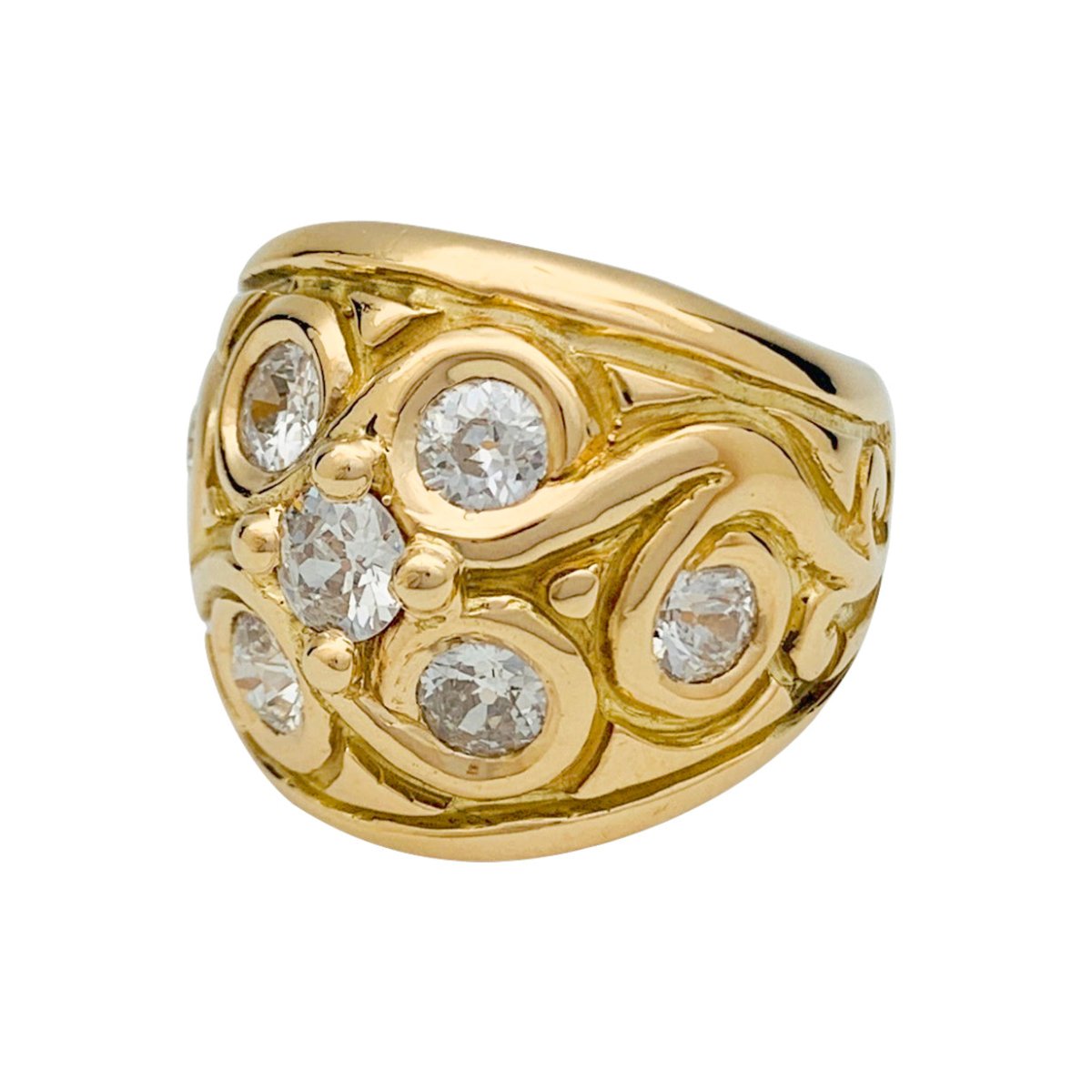 Bague vintage or jaune et diamants - Castafiore