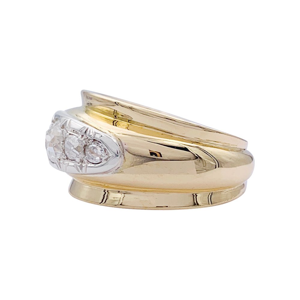 Bague vintage or jaune et diamants. - Castafiore