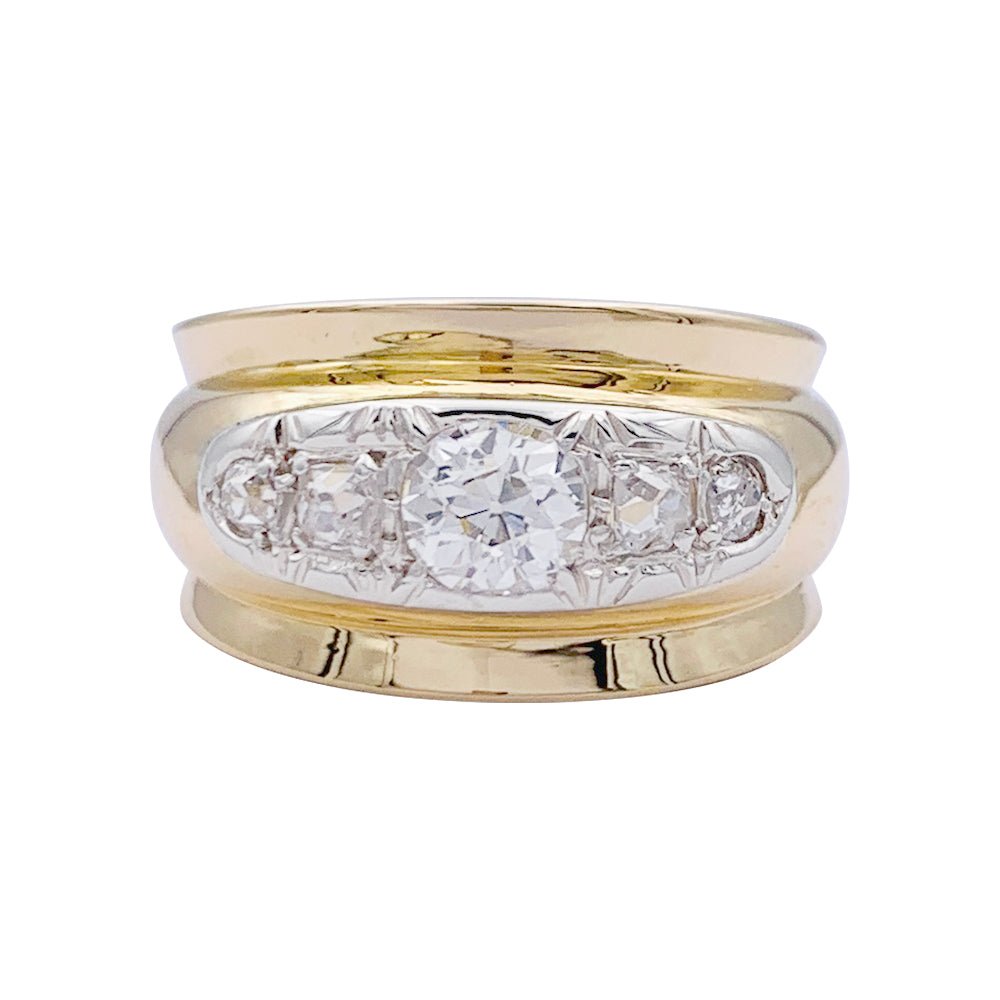 Bague vintage or jaune et diamants. - Castafiore