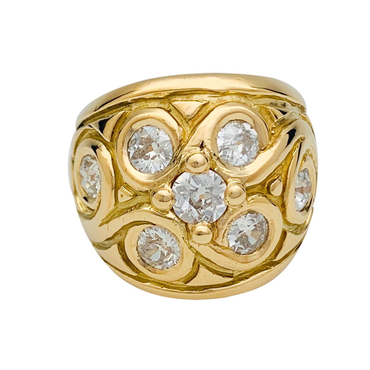 Bague vintage or jaune et diamants - Castafiore