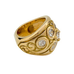 Bague vintage or jaune et diamants - Castafiore