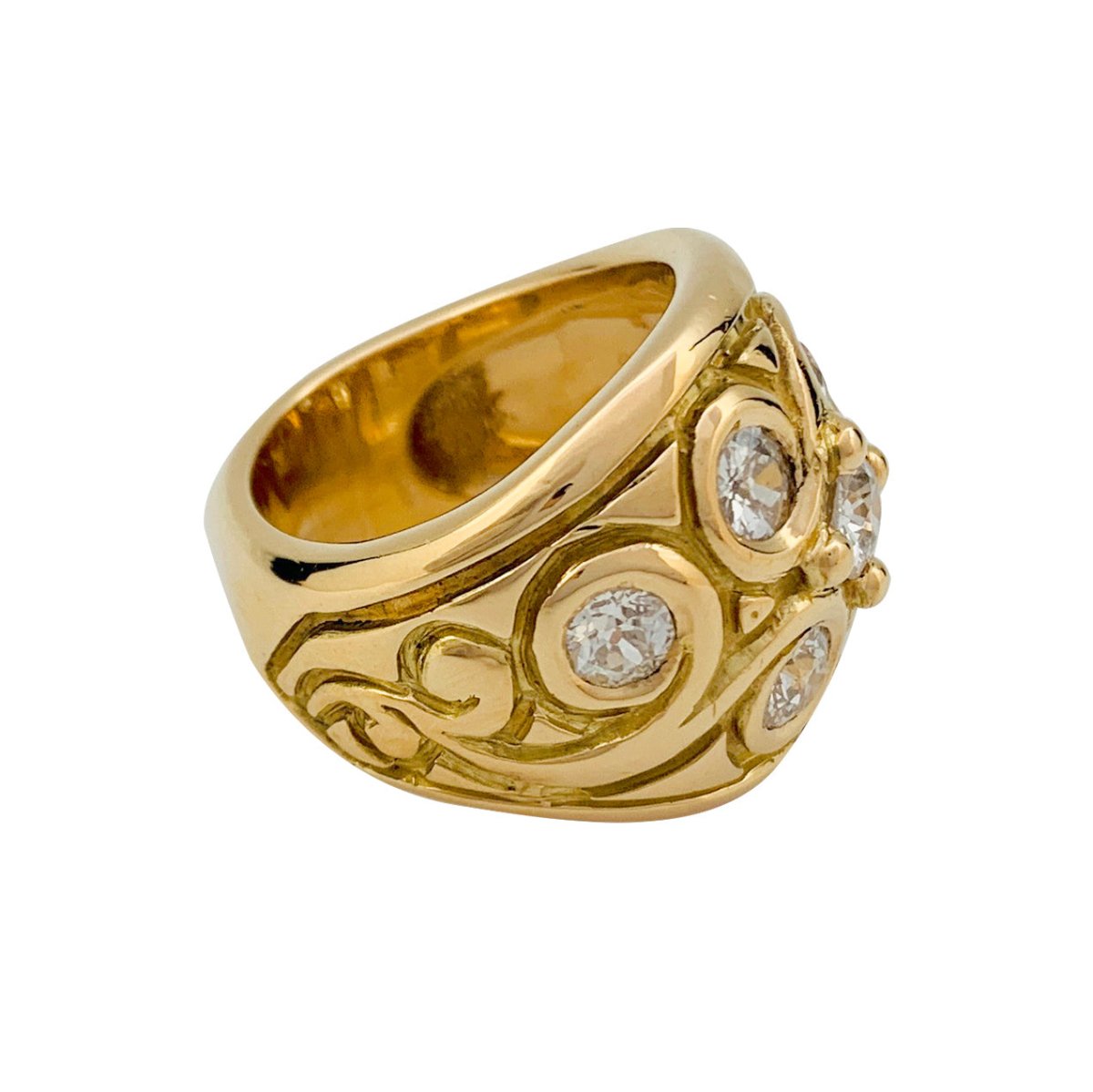 Bague vintage or jaune et diamants - Castafiore